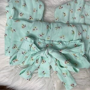 Fiorella girls floral linen lightweight tie waist pant size 6